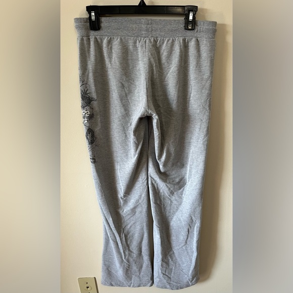 Grey Flared Leg Comfy Joggers w/ Beautiful Y2K Design On Side Of Leg! - Picture 5 of 6